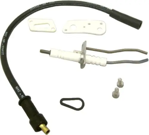 Zündelektrode von Wolf, bestehend aus Kabel, Elektrodenhalter und Montagezubehör, geeignet für den Einsatz in entsprechenden Heizgeräten.